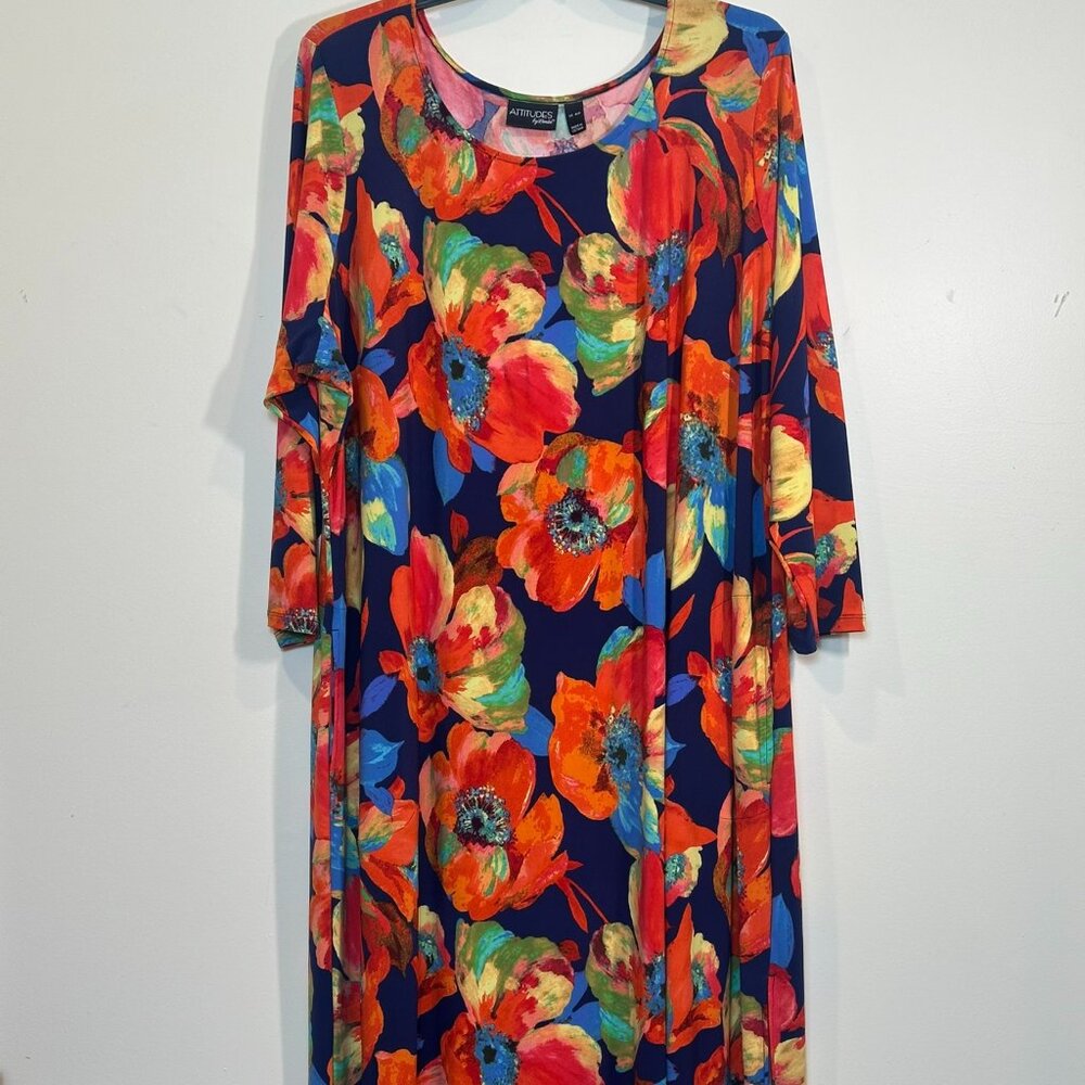 Attitudes by Renee Maxi Dress Floral Tropical Print Size 4XP